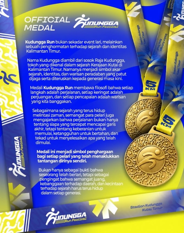 Finisher medal emas 5 KM dengan relief pelari